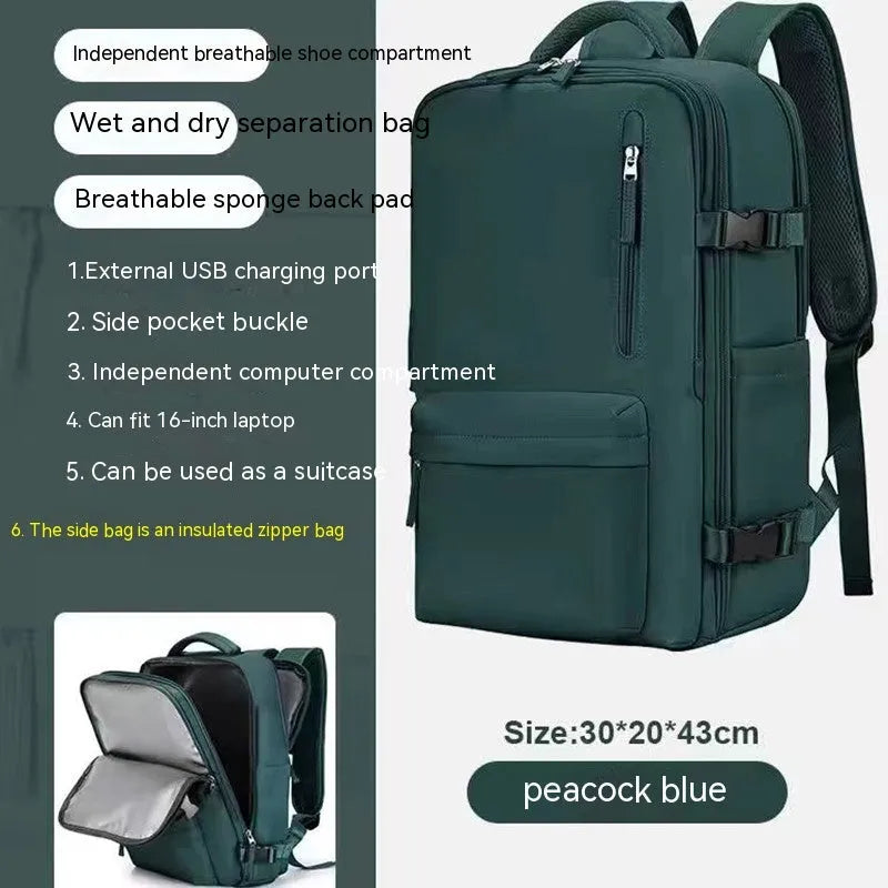 Large waterproof nylon mummy backpack shown in one of 32 available colours, suitable for travel and hiking.