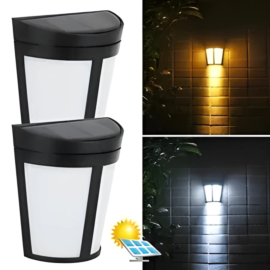 Solar wall lamp with 6 LED lights for outdoor garden and courtyard illumination
