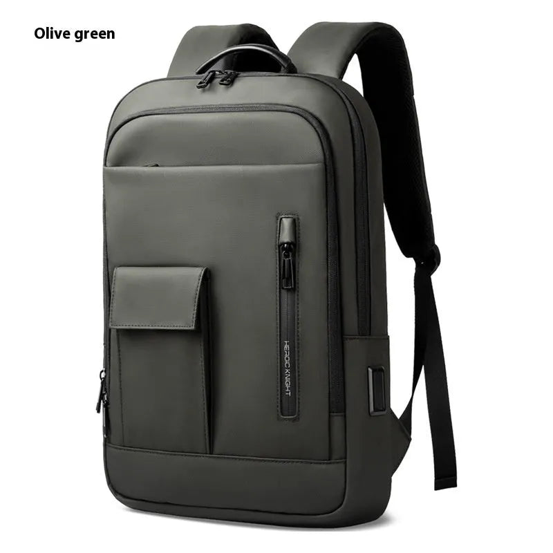 Oxford cloth business travel backpack with sewing line detailing in solid colour options