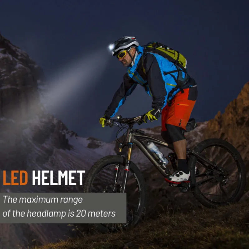 Black and grey smart cycling helmet with integrated Bluetooth safety warning lights on the rear.