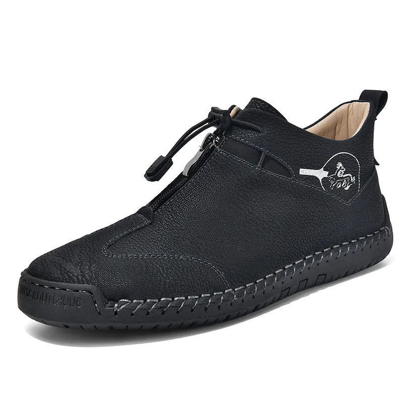 Men's casual leather shoes in multiple colours with mid heels and pointed round toe styling