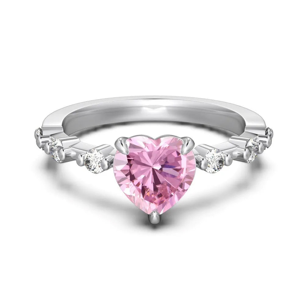 French S925 sterling silver ring for women heart shaped love ring in silver colour