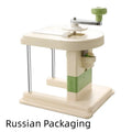 Beige kitchen vegetable slicer grater with stainless steel blades for spiralising and shredding