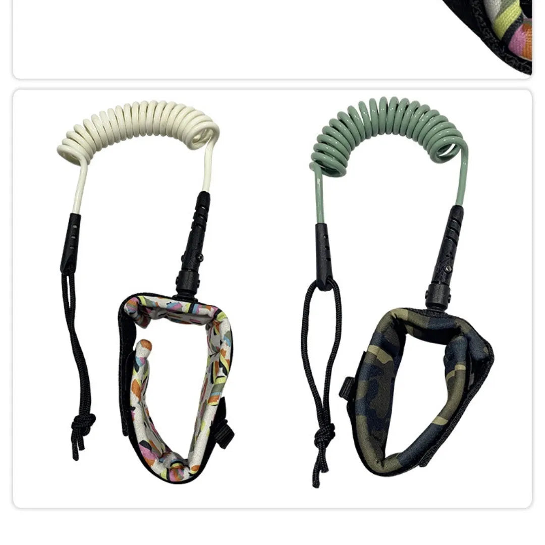Surfboard hand holding rope showing high elasticity and marine construction for 50kg maximum tension