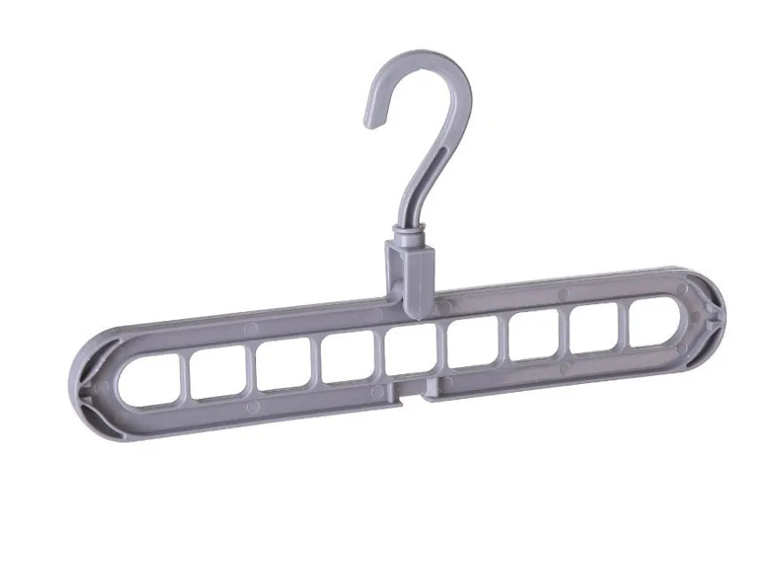 Plastic clothes hanger with rotating hook in pink colour, showing 33cm length dimension
