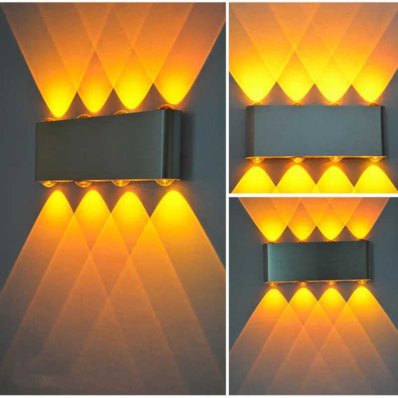 Modern LED corridor wall lamp with aluminium shade in black finish, dimensions 180mm
