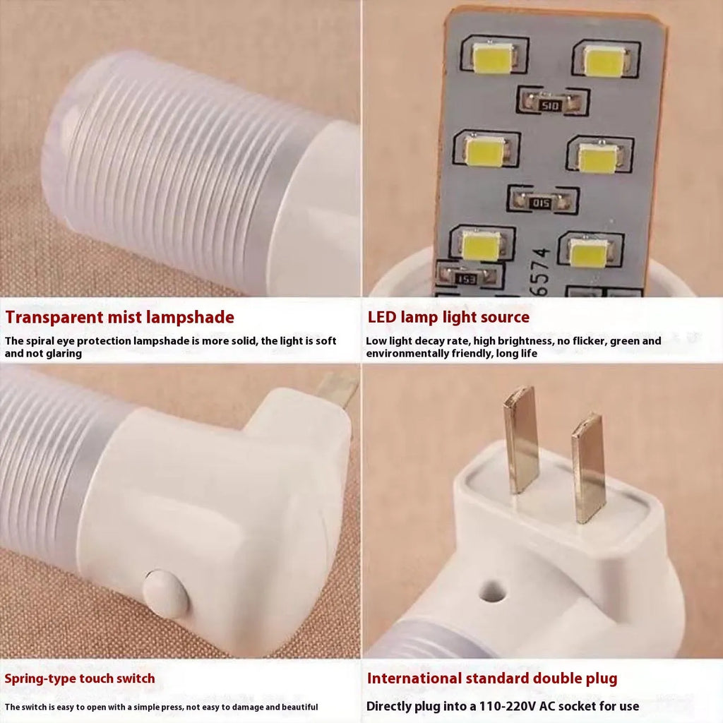 Minimalist plug-in bedside night light with American socket and dual-colour switch