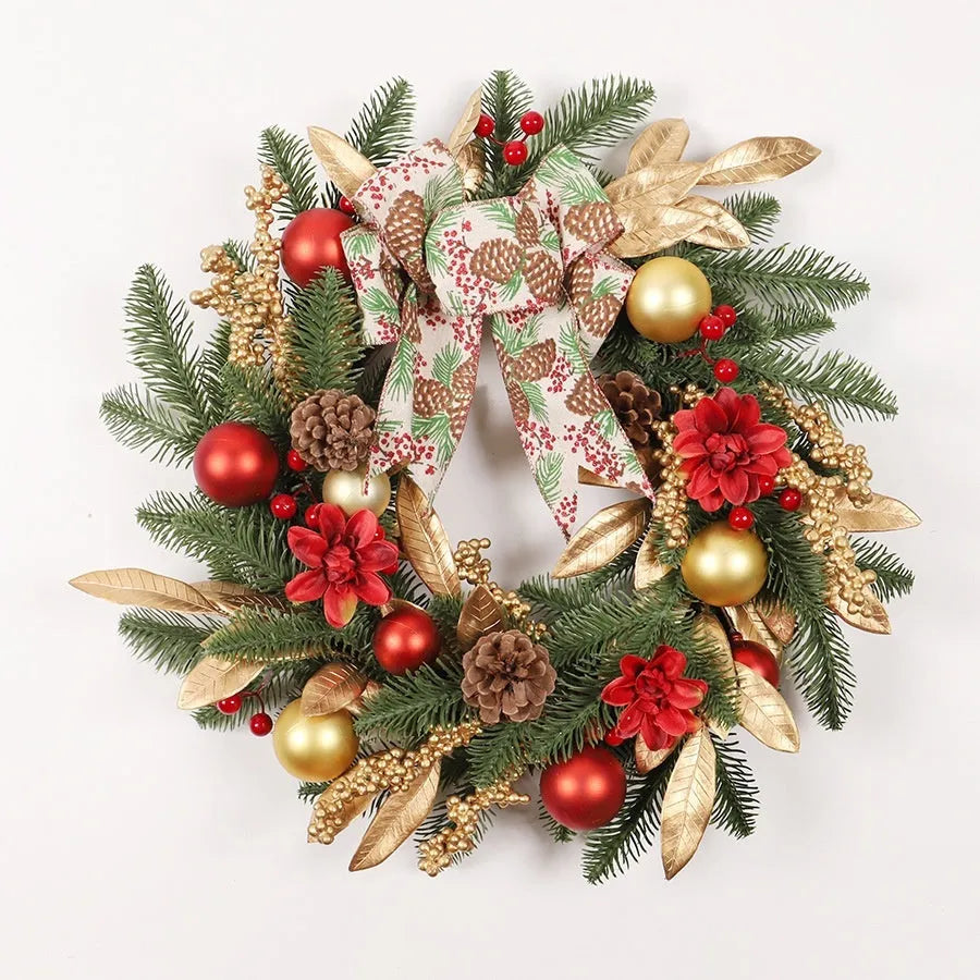 Christmas garland decorations in American country style with stair wall hanging and lit options