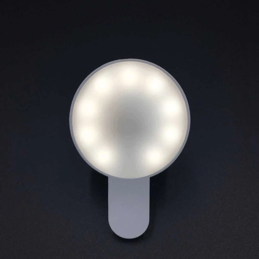 White selfie fill light with 9 LED beads and three-level dimming for mobile phone
