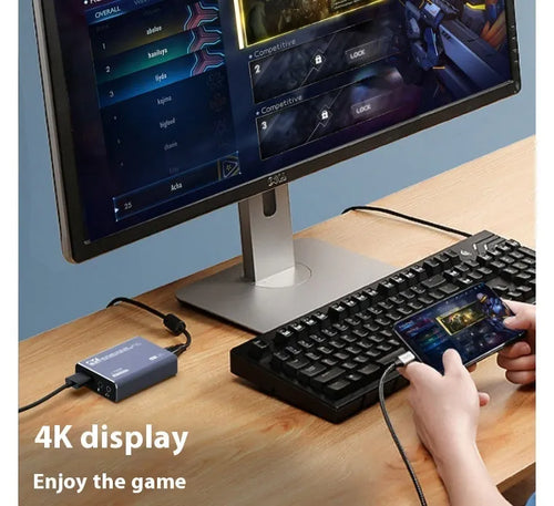 Black 4K gaming set-top box recording audio device with MS2131 chip for 1080p game capture