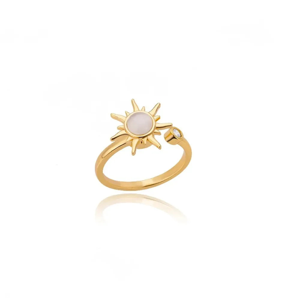 Copper rotatable decompression ring with adjustable opening in gold or platinum electroplated finish