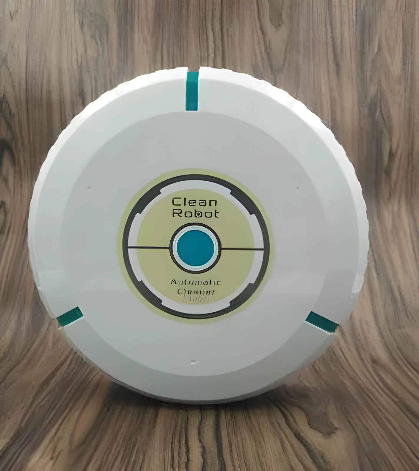 Black and white ABS plastic robot floor sweeper automatic cleaner on wooden floor