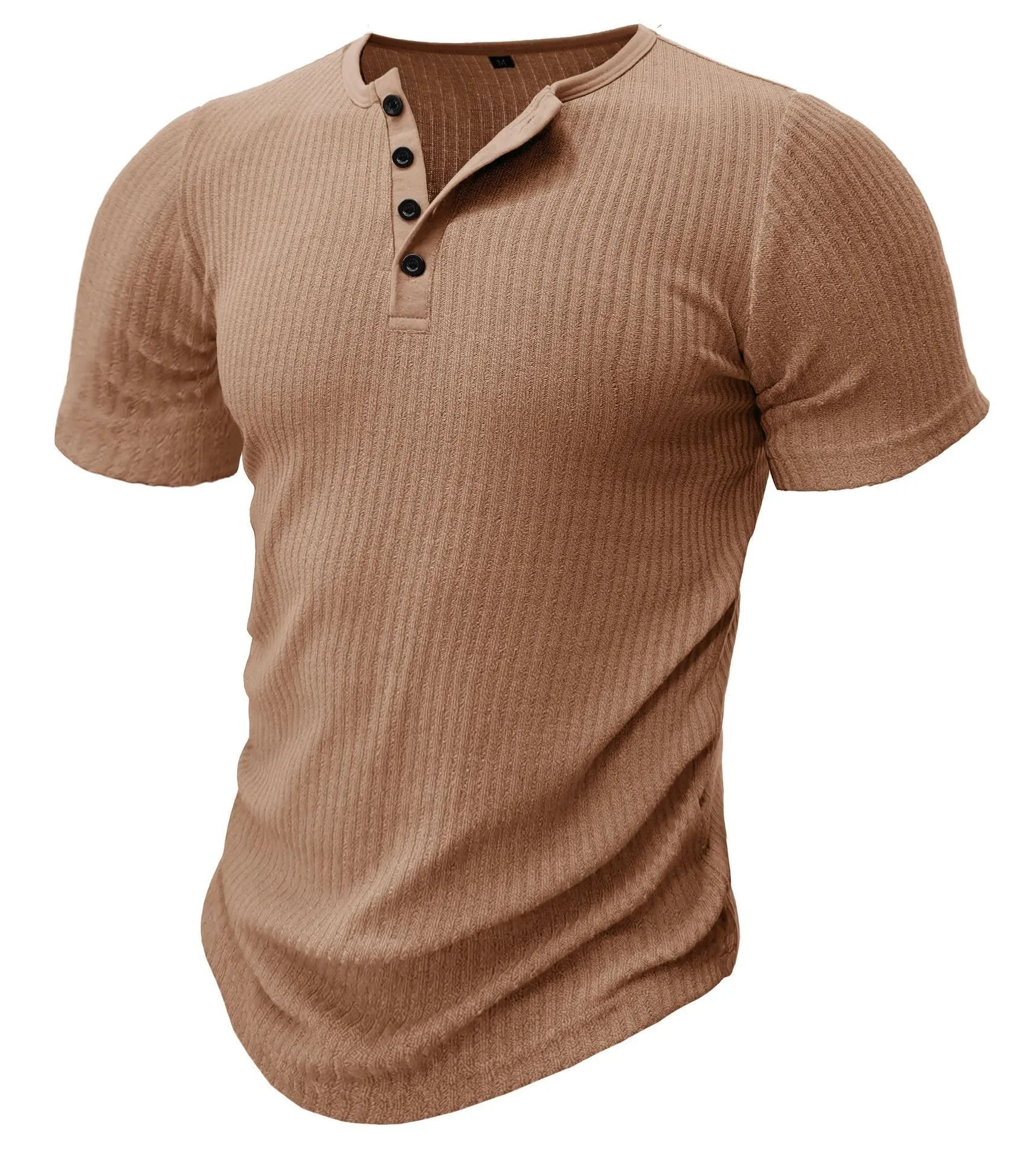 Man wearing a slim-fit solid colour polyester sports t-shirt in a muscle tee style.