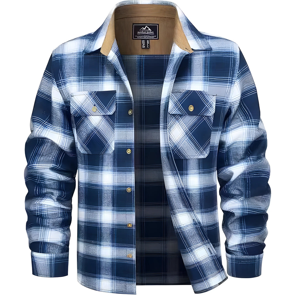 Men's plaid flannel button shirt cardigan style in multiple colour options sizes S to 5XL