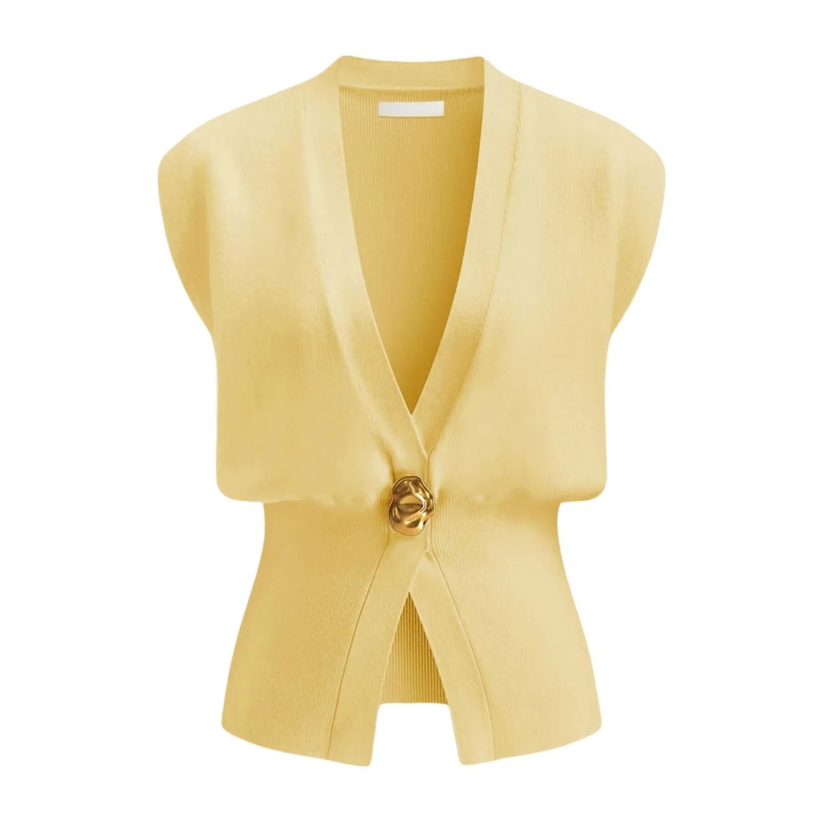Women's loose V-neck button cardigan in knitted polyester showing colour options
