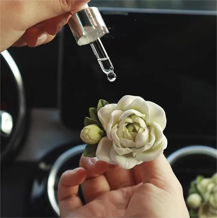 Jasmine car perfume solid air freshener vent clip in beige white or fresh green