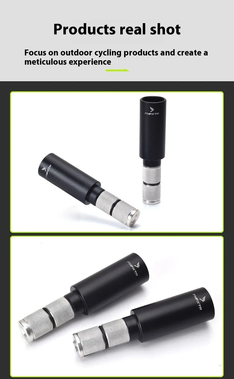 Aluminium alloy mountain bike handlebar extension rod showing folding mechanism and adjustment range