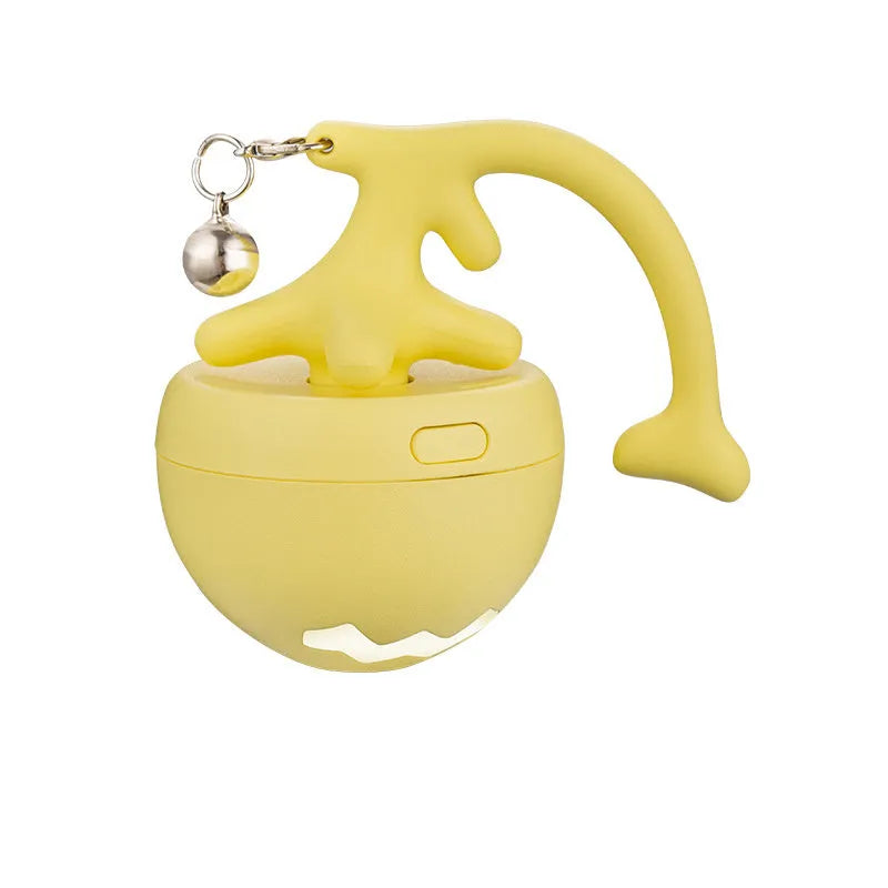 USB electric cat teasing ball with fish bone shaped rolling component and teasing stick attachment