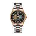 Automatic mechanical men's watch with rose gold shell and black dial surface