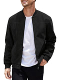 Men's plus size suede zipper jacket in army green with cotton lining, shown in regular fit.