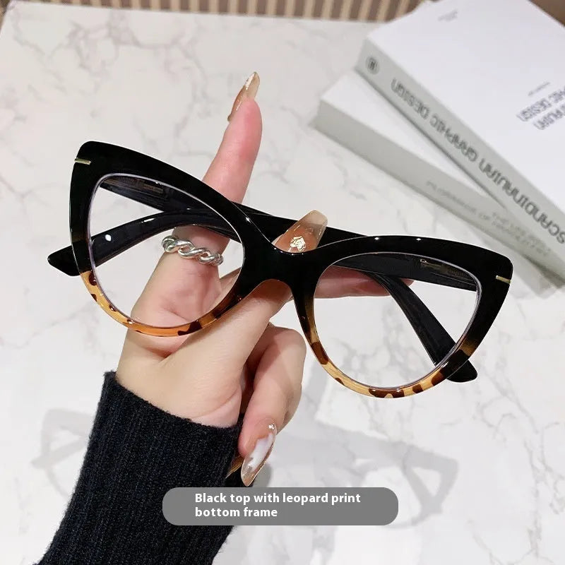 Women's large cat's eye frame presbyopic glasses with dragon and phoenix decorations in various colours