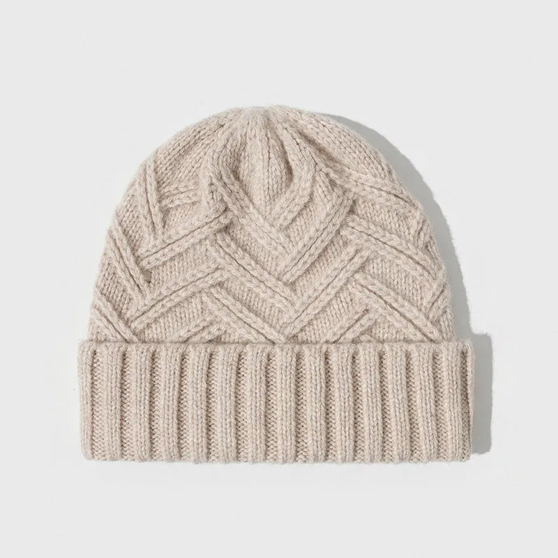 Wool knitted women's hat with dome crown in one of six colours on display