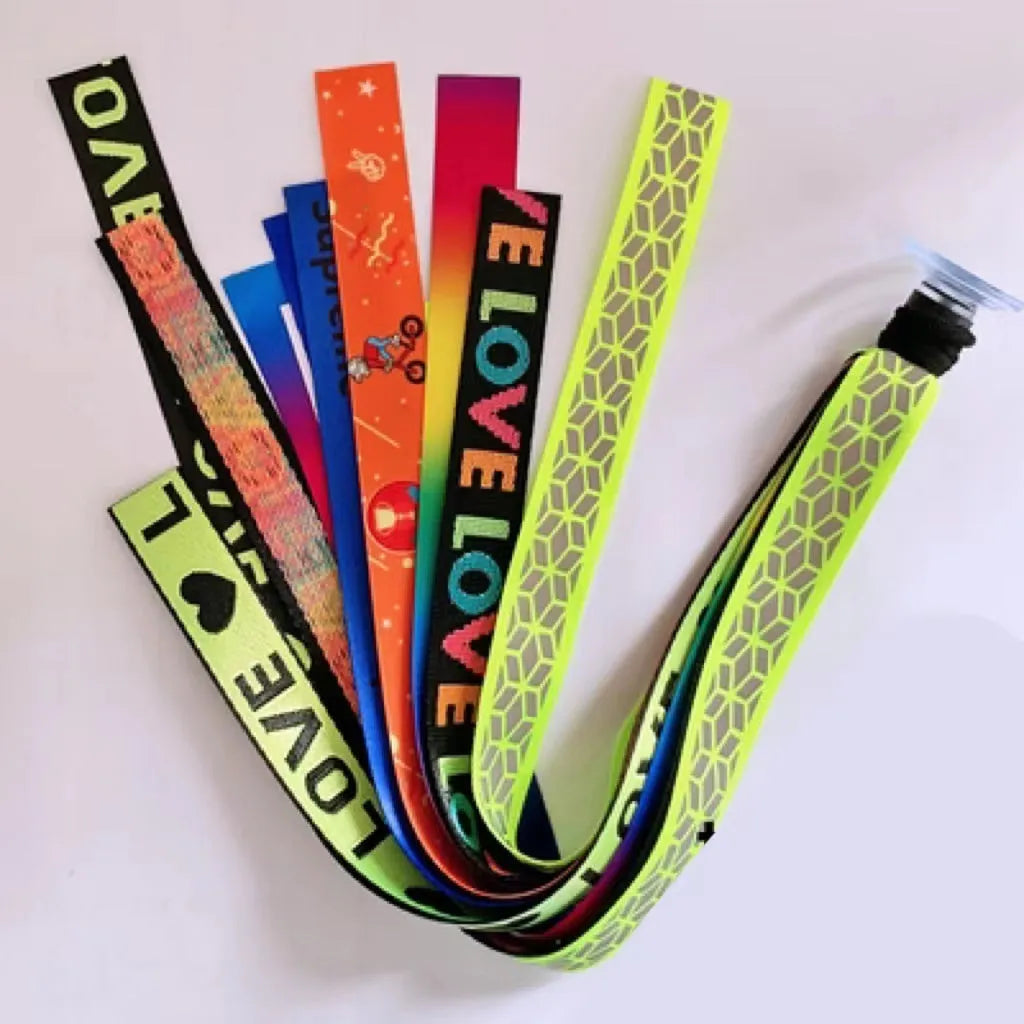 A colourful helmet streamer accessory for children's sports helmets and doll decoration.