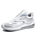 Men's Space Black casual shoes with air cushion design and rubber sole, shown from the side.
