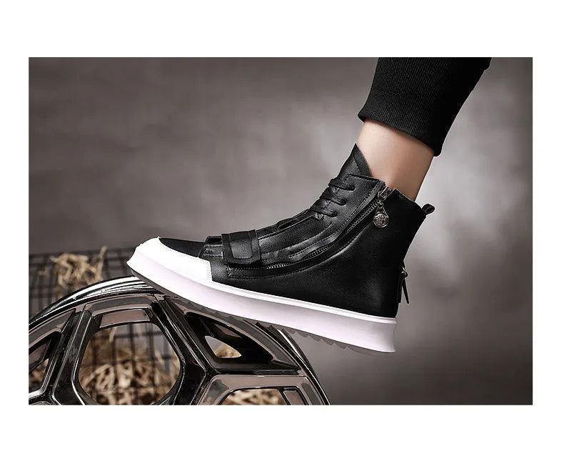 Men's black high-top sneaker style winter ankle boots with a microfiber upper.