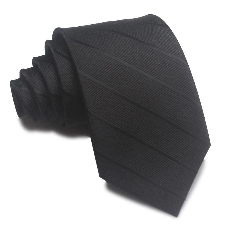 Men's 8CM wide striped formal tie in polyester jacquard weave available in multiple colours