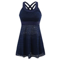 Conservative ladies swimsuit bikini with slimming fit in black or dark blue colour