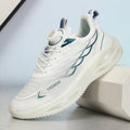 Casual breathable running shoe in sky blue with mesh upper and rubber sole, front lace-up design.
