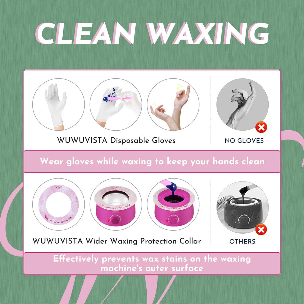 WUWUVISTA 56-piece professional waxing kit with smart warmer, wax beads, applicators and post-care items
