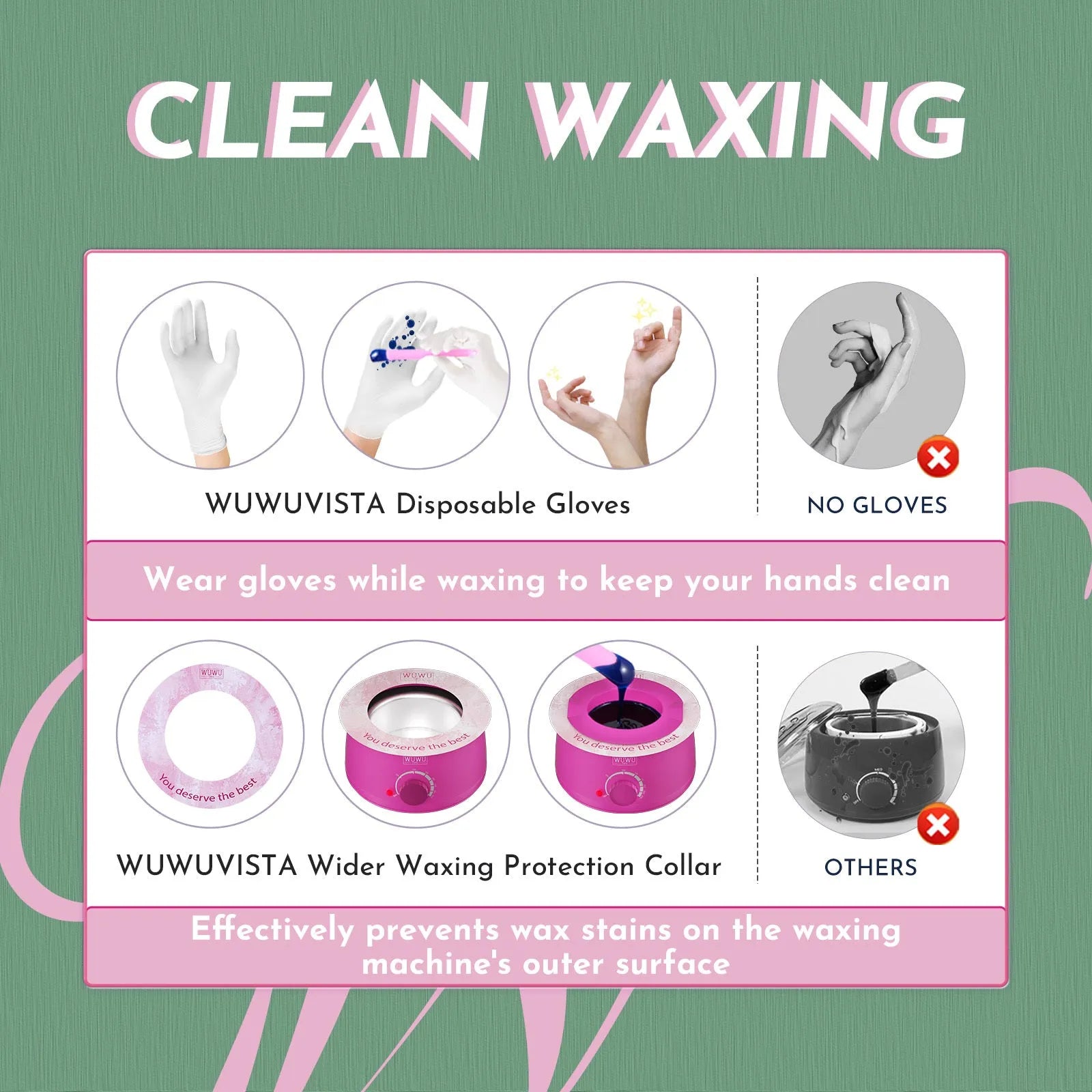 WUWUVISTA 56-piece professional waxing kit with smart warmer, wax beads, applicators and post-care items
