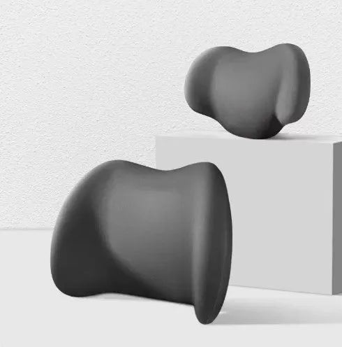 Memory cotton car headrest and back cushion set in black, green, grey or pink colours