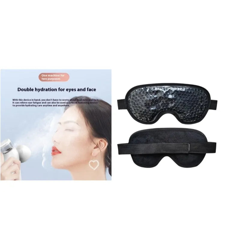 White rechargeable portable eye care device with warm compress function and included eye mask