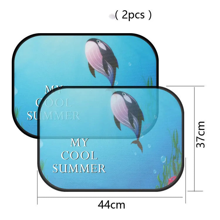 Electrostatic adsorption car side window sunshade with nylon mesh in animal-themed sizes