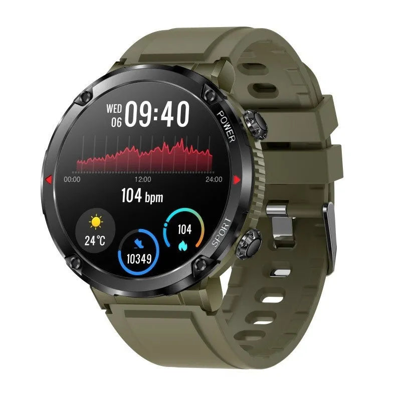 T30 Smart Watch with black silicone strap on a wrist, showing a large circular screen displaying health metrics.
