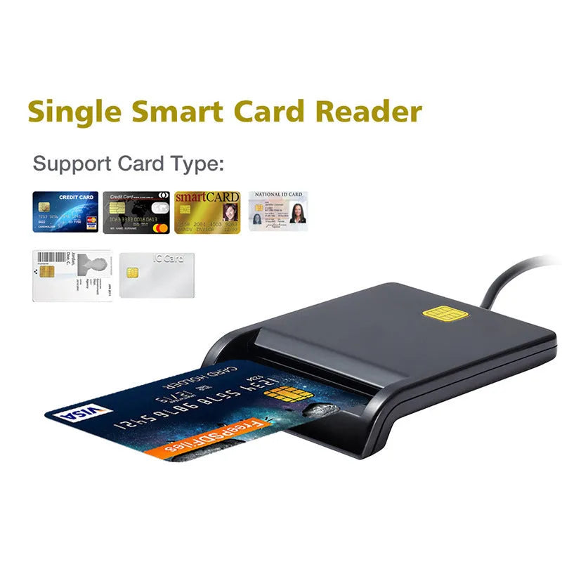 DM-HC65 USB Smart Card Reader in black ABS casing with card slot
