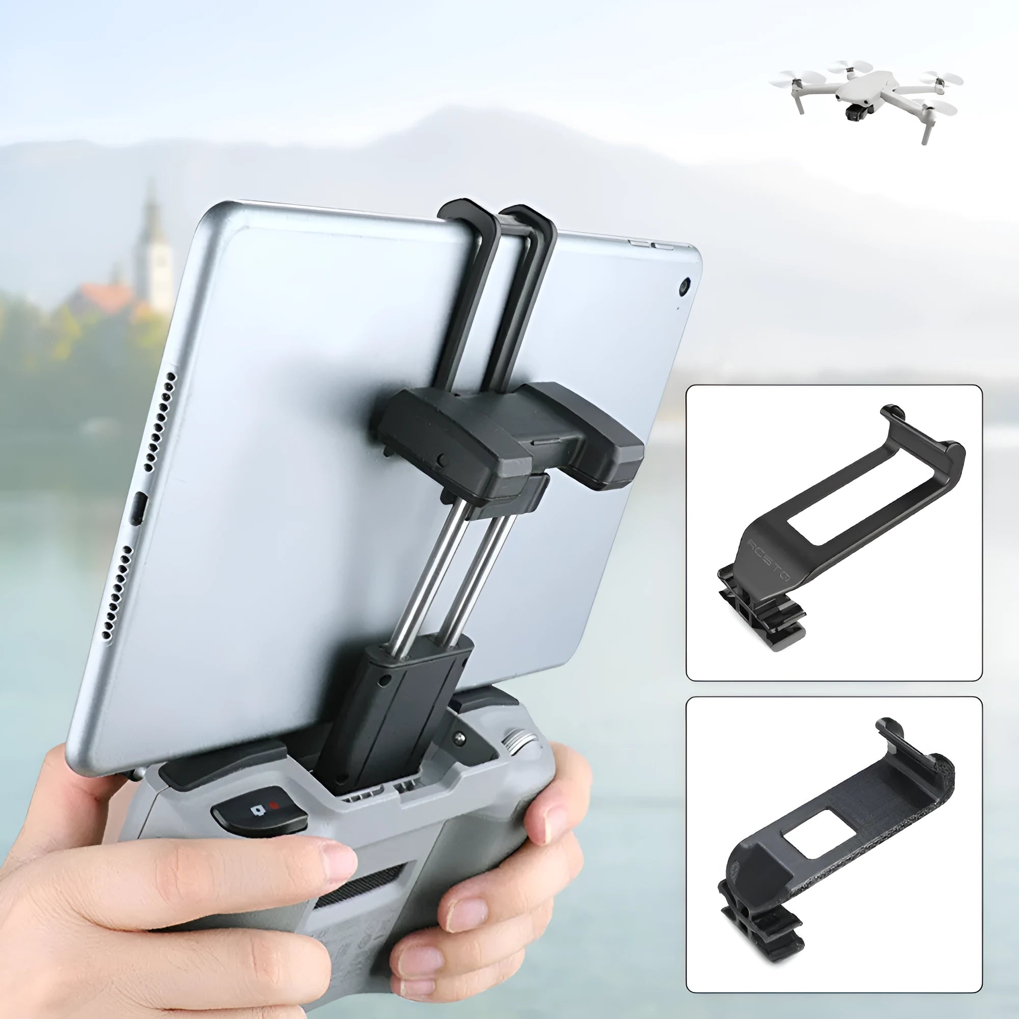 ABS drone remote control phone and tablet holder for Mavic Air 2 with dimensions 8x6x4cm