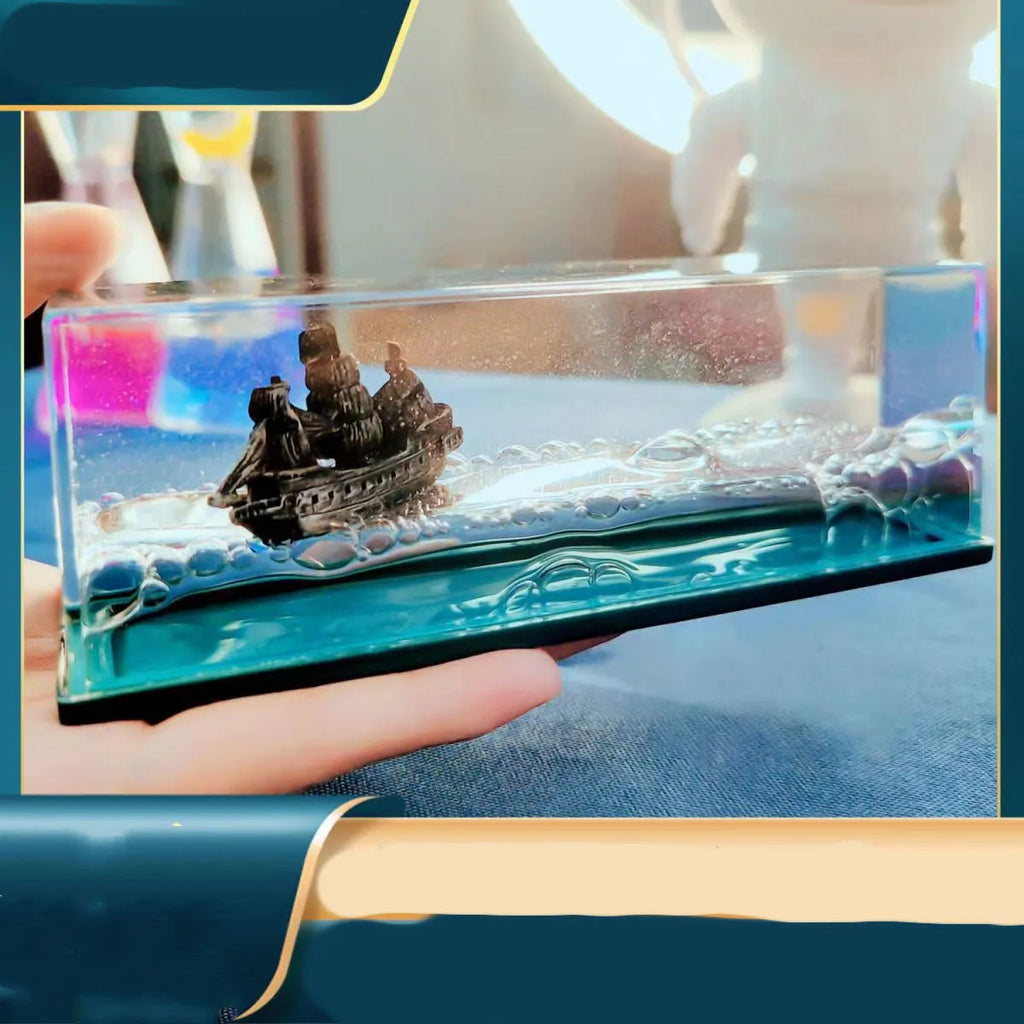 Creative cruise ship decoration fluid drift bottle desktop ornament in resin and acrylic