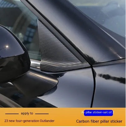 Pre-cut bright black and carbon fibre pattern vinyl films for 2023 Outlander window pillars.