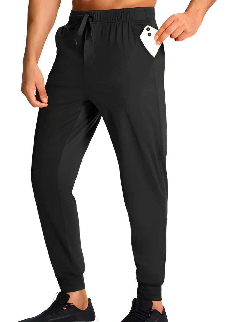 Men's loose fit casual trousers in solid colours with polyester fabric construction