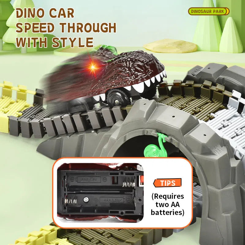 Skeleton dinosaur track car DIY assembly kit with plastic pieces and electric motor for children aged 4-6