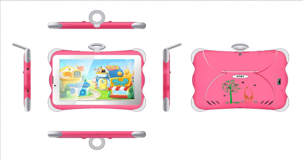 7-inch children's learning tablet in bright cartoon colours with protective stand and 3G calling capability