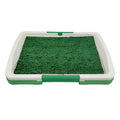Green artificial grass indoor dog toilet tray with three-layer construction for puppy potty training