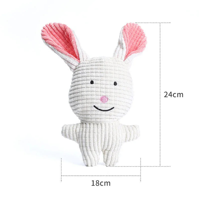 Animal-shaped plush dog chew toy in bright colours with squeaker for small medium dogs