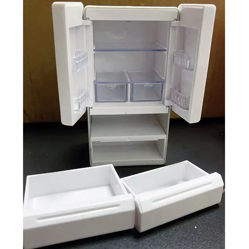 White plastic candy shop miniature model with LED light function displayed