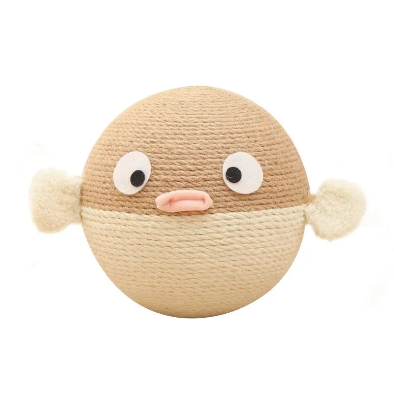 Sisal hemp puffer leakage food feeder puzzle toy for cats and dogs measuring 15cm cube