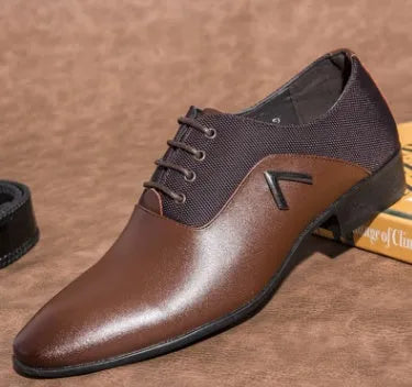 Men's black business casual oxford shoes with artificial leather upper and rubber sole